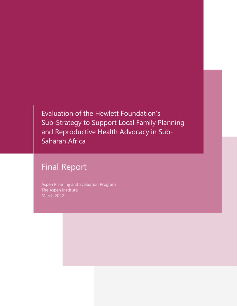 Cover of the Global Reproductive Equity Strategy Evaluation report