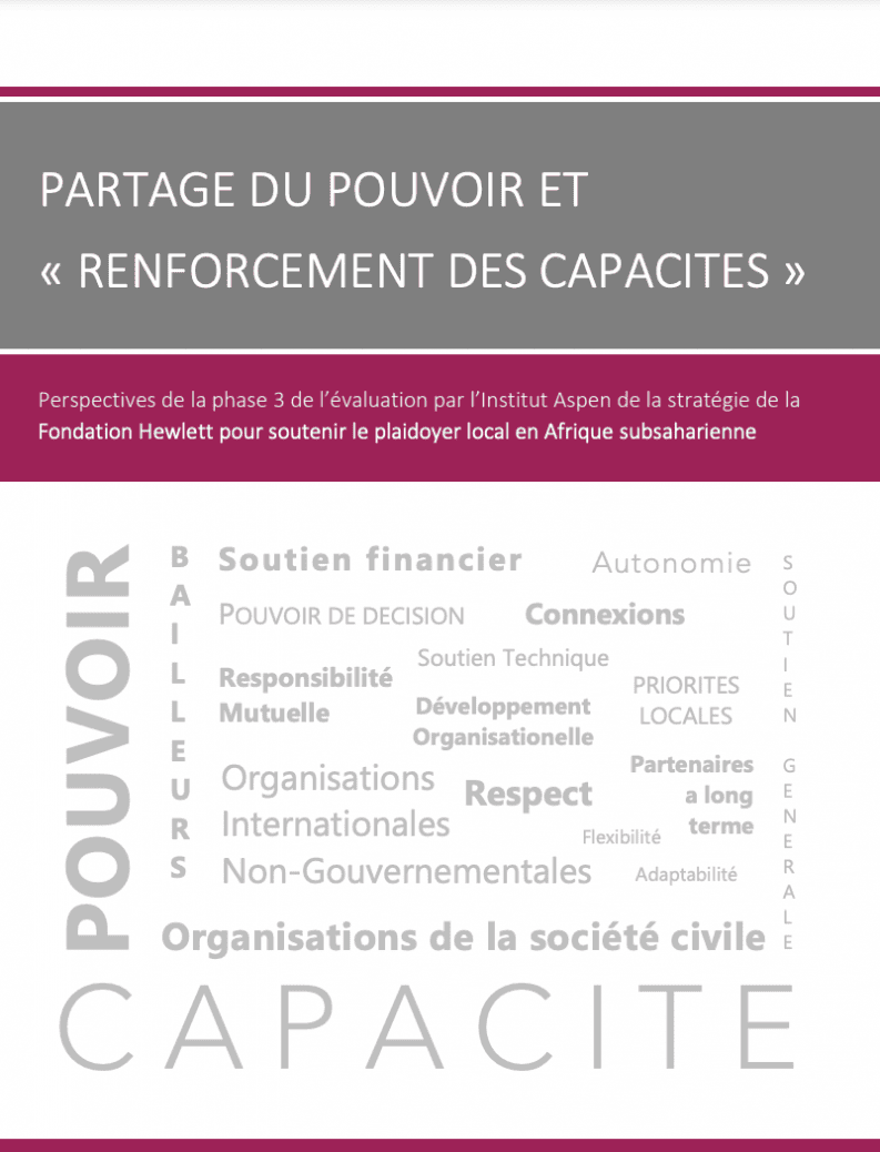 Power Sharing and Capacity Development cover in French