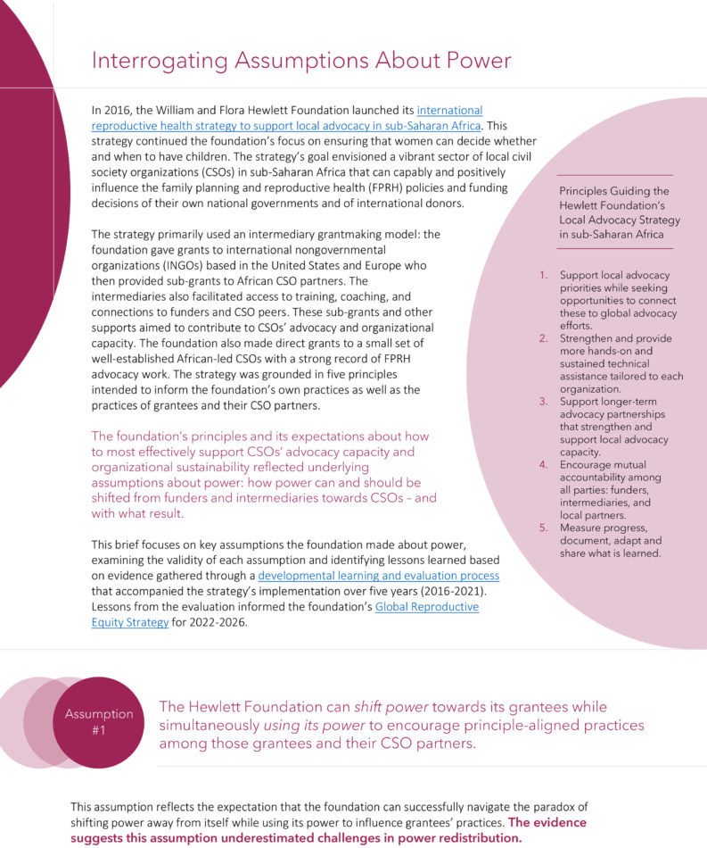 Assumptions about power report cover sheet